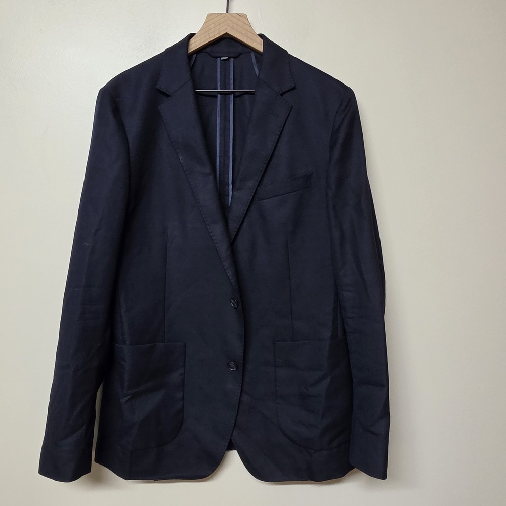 Bonobos Slim Fit Blazer 40R Navy 100% Wool Sport Coat VBC Italy Unstructured